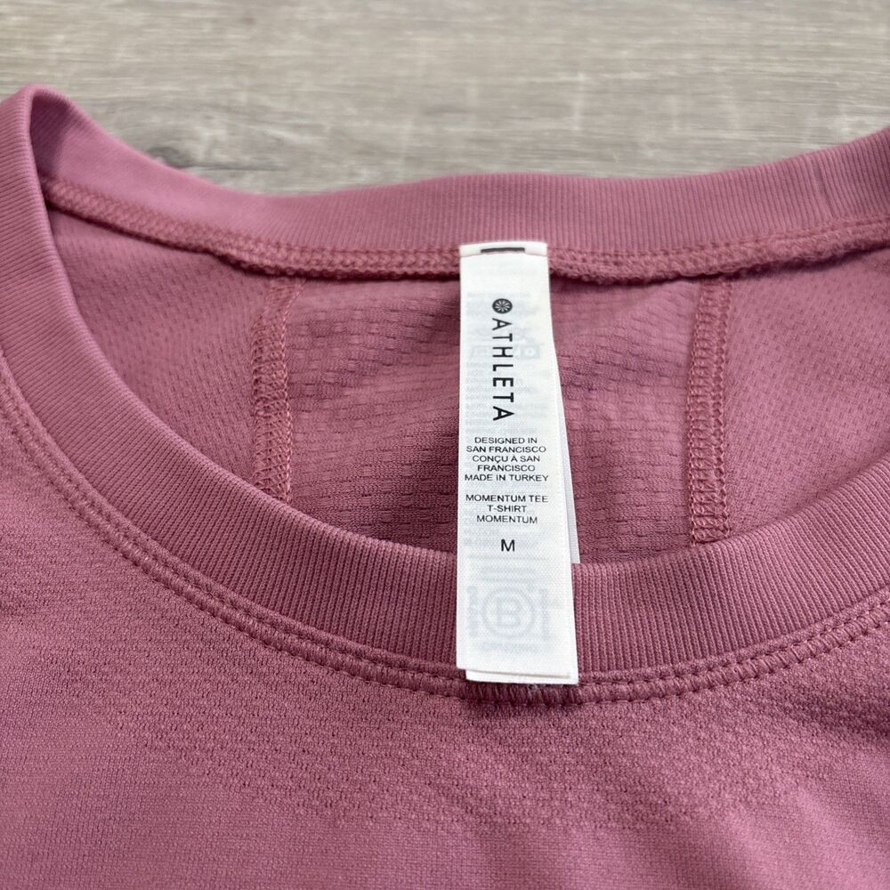 Athleta Pink Momentum Tee Women's Size M Dusty Rose Athleisure Active T Shirt - Picture 13 of 14